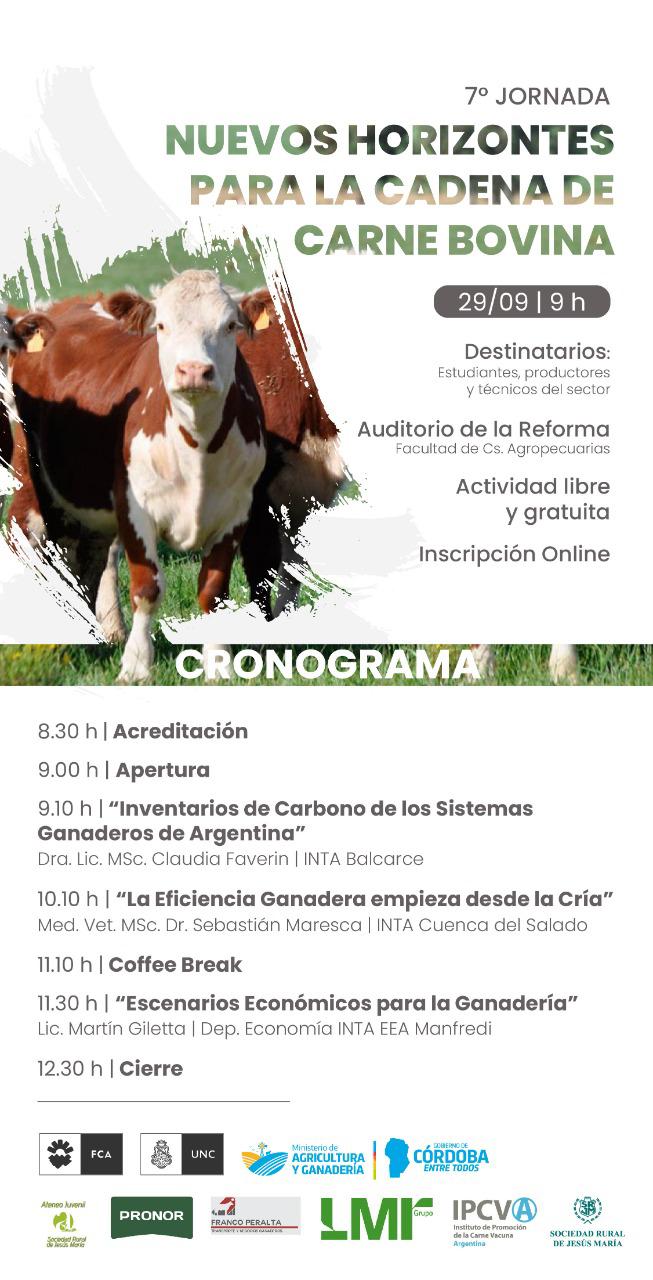 “Nuevos Horizontes para la Cadena de Carne Bovina”, jornada presencial de la  FCA mañana en Córdoba