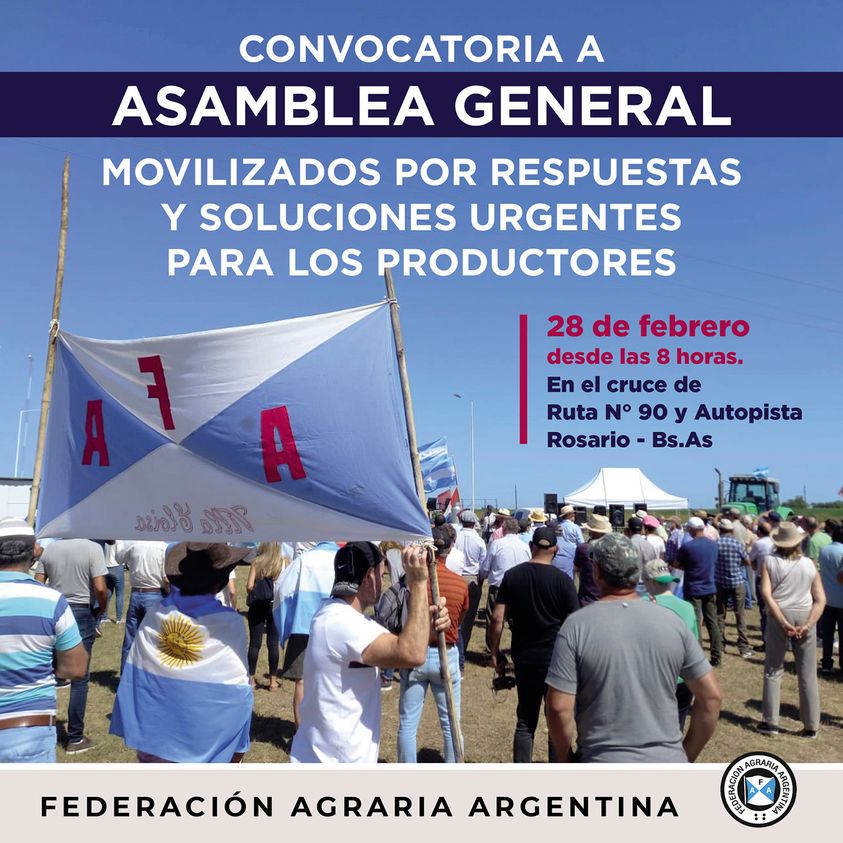 El campo tranqueras afuera: FAA y CRA plantean acciones inmediatas en la asamblea del 28 de febrero