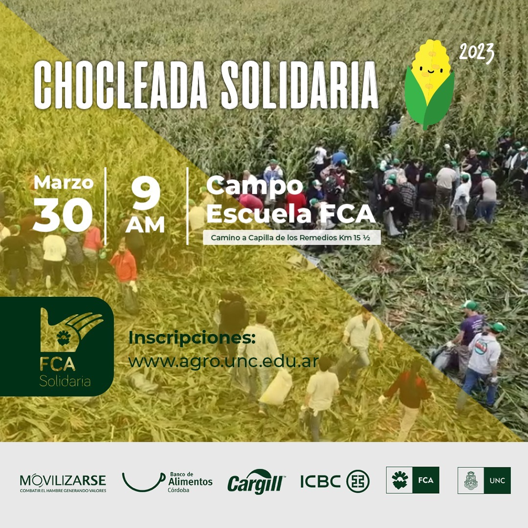 Nueva chocleada solidaria de la FCA de la UNC este jueves en el Campo Escuela de la Facultad, Camino a Capilla de los Remedios Km 15 y 1/2.