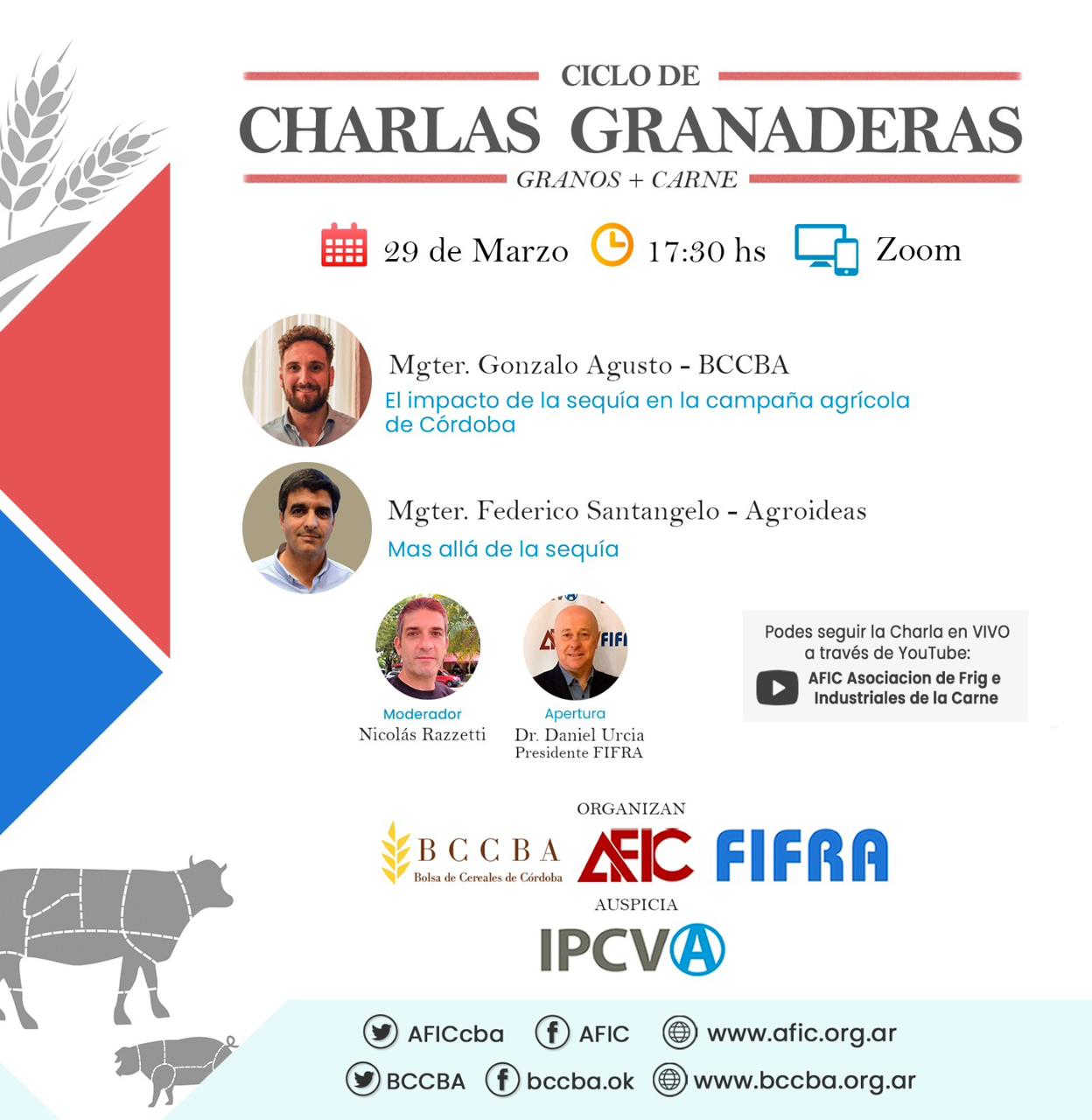 Charlas granaderas (granos + carne) con Urcía, Agusto y Santángelo mañana desde las 17.30 horas