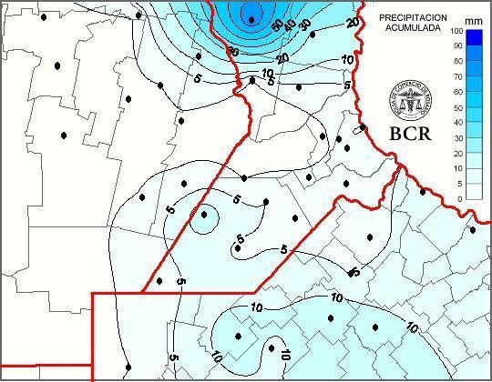 Desigual distribución de lluvias en las últimas 24 horas en la región núcleo