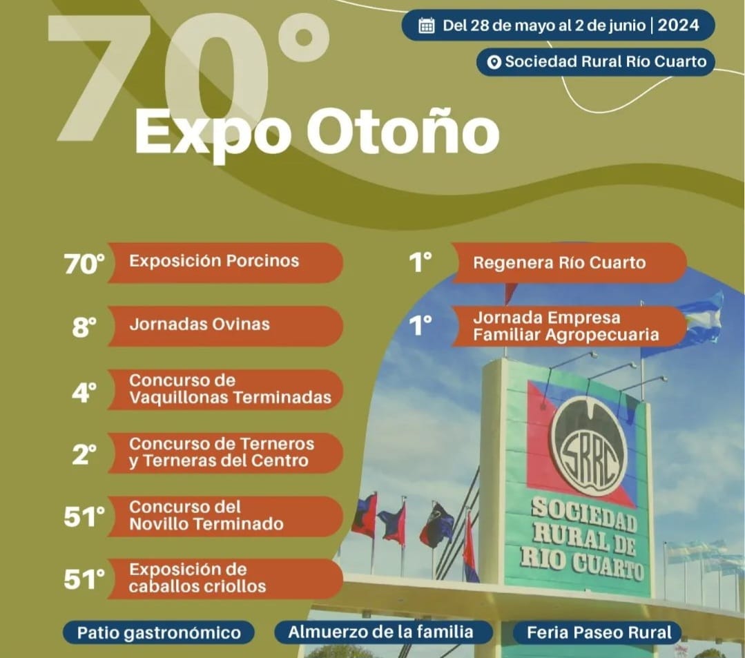 Llega la Exposición de Otoño de la Rural de Río Cuarto con nuevas propuestas y más días